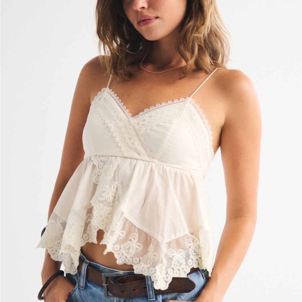 Babydoll Lace Trim Cami Top